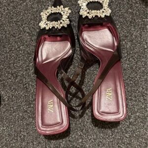 Zara Elegant Black Heels with Sparkling Embellishments